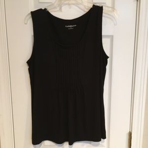 Black pin-tuck sleeveless T Croft&Barrow L